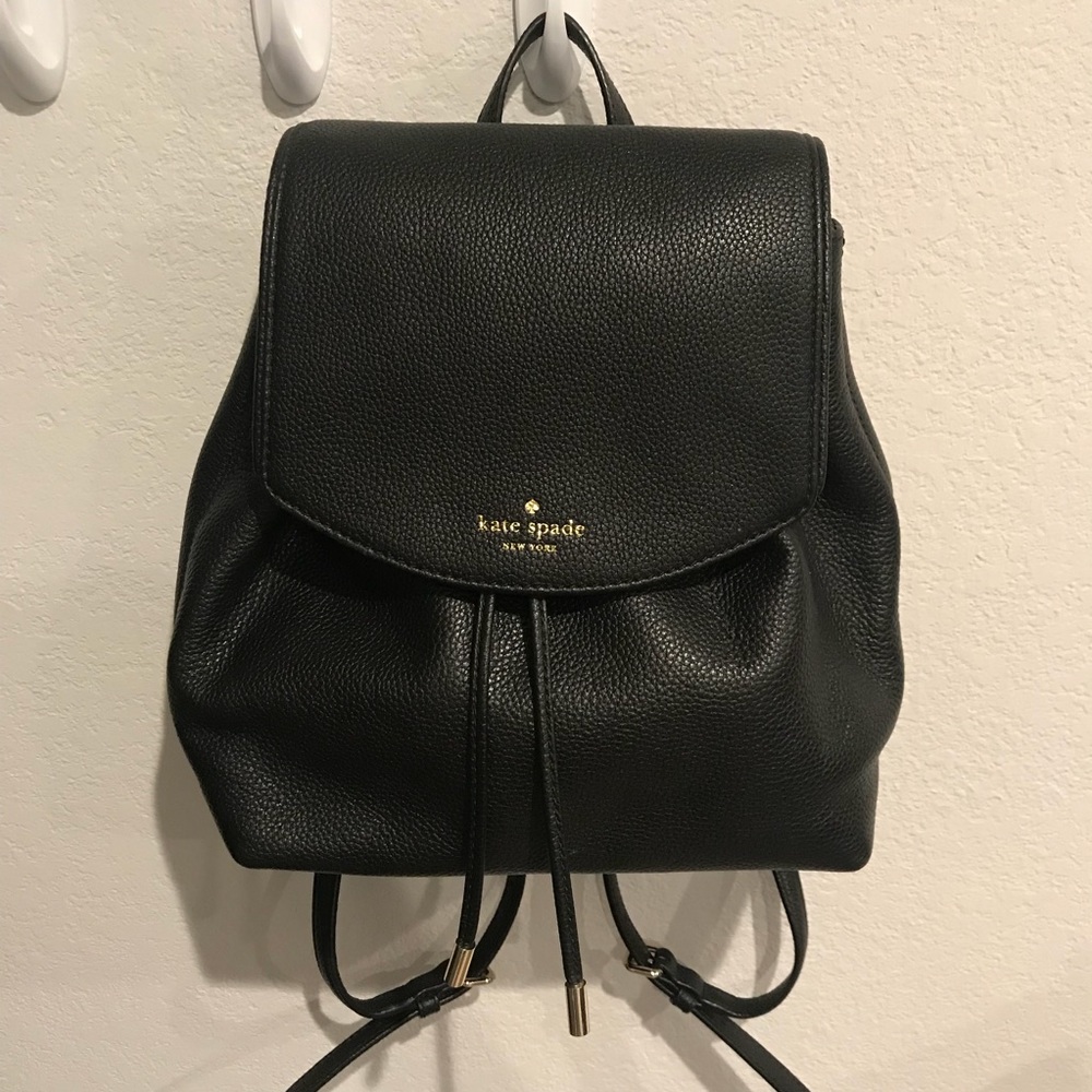 Kate Spade Black Pebbled Leather Backpack